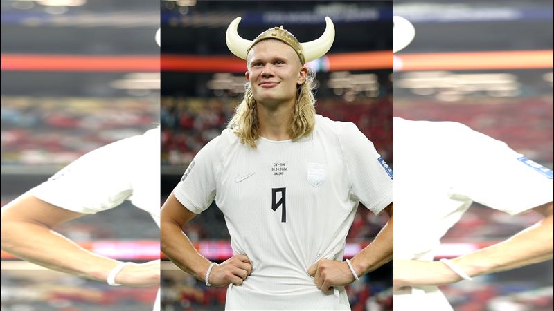 哈蘭德(Erling Haaland)踢進關鍵一擊。(圖/翻攝自X平台 @FIFAWorldCup)