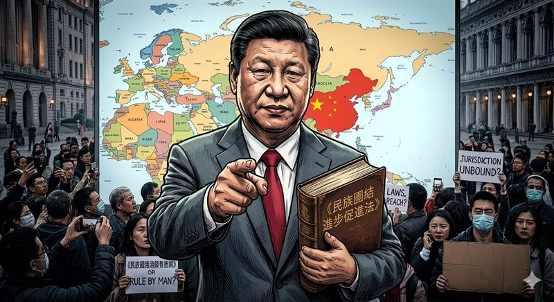 中共惡法上路、習近平、極端手段全球受害（圖／Gemini製圖）