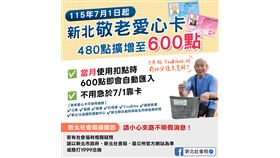 新北敬老愛心卡7/1起擴增至600點　當月使用扣點時點數即會自動匯入（業配勿用）