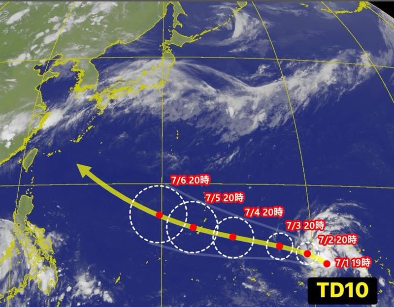 TD10成颱後,可能挑戰風王地位。(圖/翻攝自氣象報馬仔)
