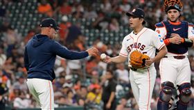 今井達也僅投1.1局退場。（圖／美聯社／達志影像）