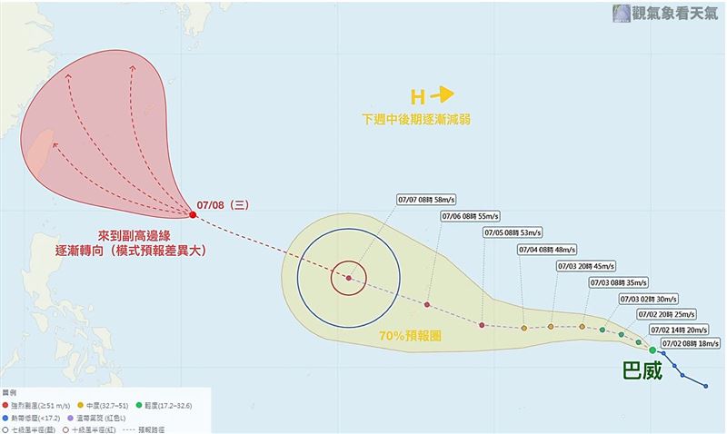 巴威成形,將成環流十分廣闊颱風。(圖/觀氣象看天氣)