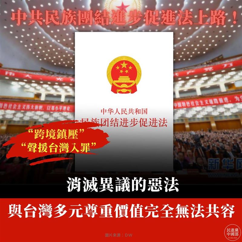 民進黨示警5種台灣人危險赴中危險。（圖／翻攝自民進黨中國部 DPP China Affairs臉書）