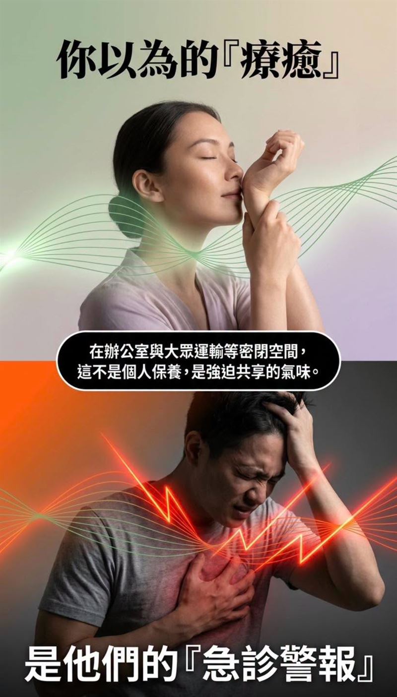 醫師黃軒表示,在公共密閉場所使用高濃度的精油、香氛油,恐危害週邊人的健康。(圖/取自黃軒的臉書)