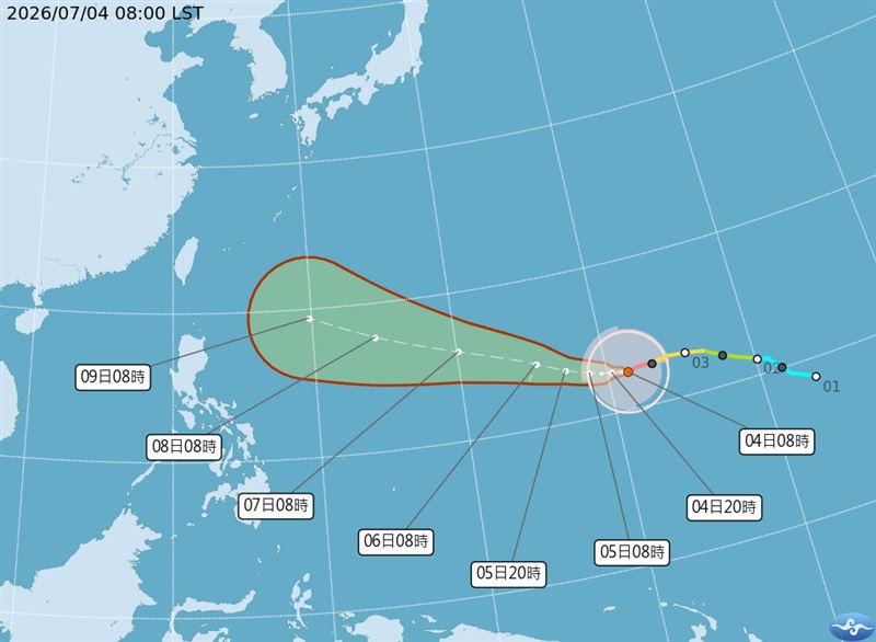 巴威颱風來勢洶洶。(圖/氣象署)