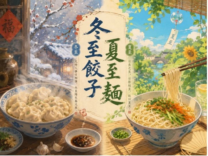 夏至是二十四節氣之一,民間流傳「冬至餃子夏至麵」,以一碗麵迎接盛夏到來。(圖/ai製圖)