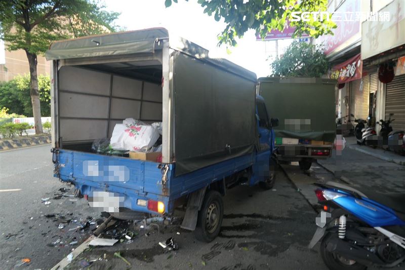 台中沙鹿區發生毒駕車禍,賓士車連撞5車2行人後肇逃,駕駛被檢出依託咪酯陽性反應。(圖/翻攝畫面)