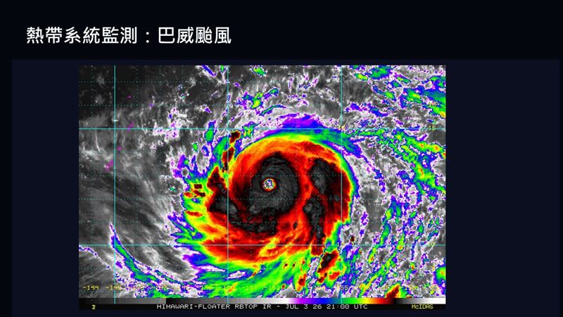 巴威颱風眼小且扎實。(圖/翻攝自賈新興臉書)