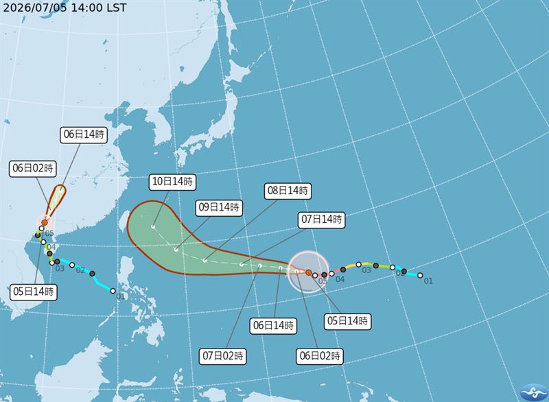 巴威颱風還在增強最新路徑。(圖/氣象署)