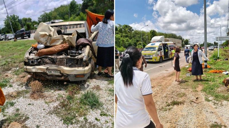 泰國發生一起重大車禍,造成至少10人死亡、多人受傷。(圖/翻攝自X平台 @ThaiEnquirer)