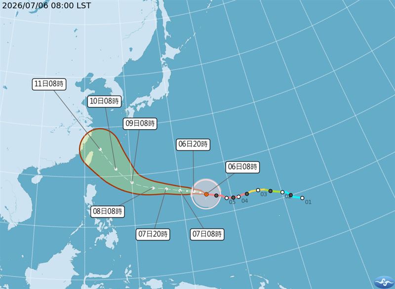 巴威颱風暴風圈恐籠罩台灣。（圖／氣象署）