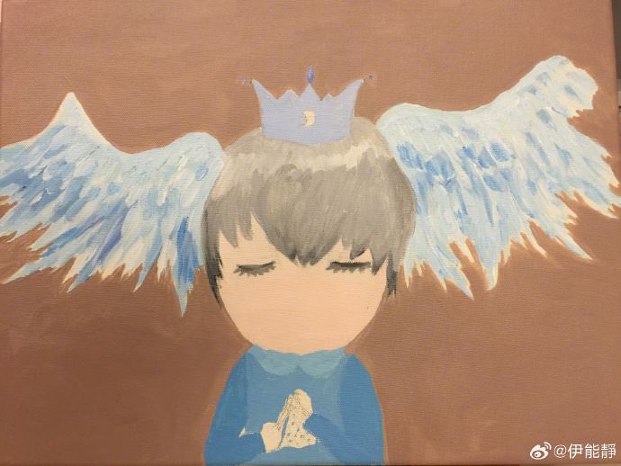 伊能靜分享庾恩利童年時期創作。(圖/翻攝自伊能靜微博)