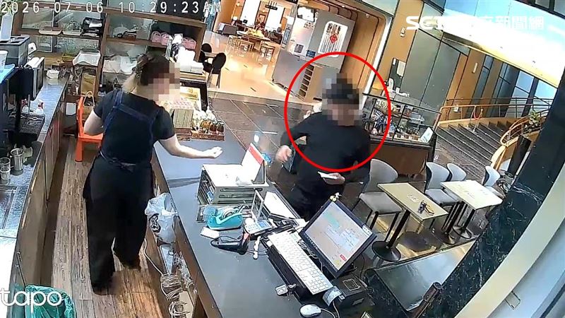 施暴男子提前到場,在飯店內徘徊逗留,引起飯店人員注意。(圖/翻攝畫面)