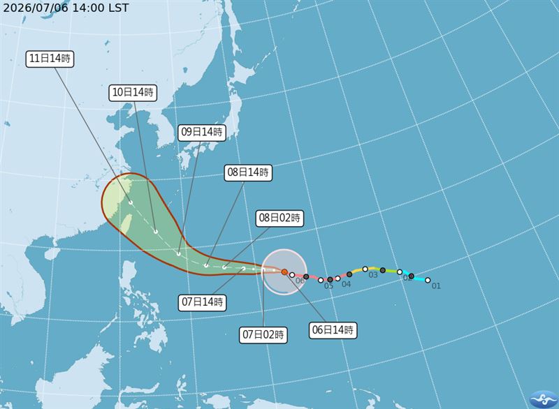 巴威颱風最新路徑。(圖/氣象署)