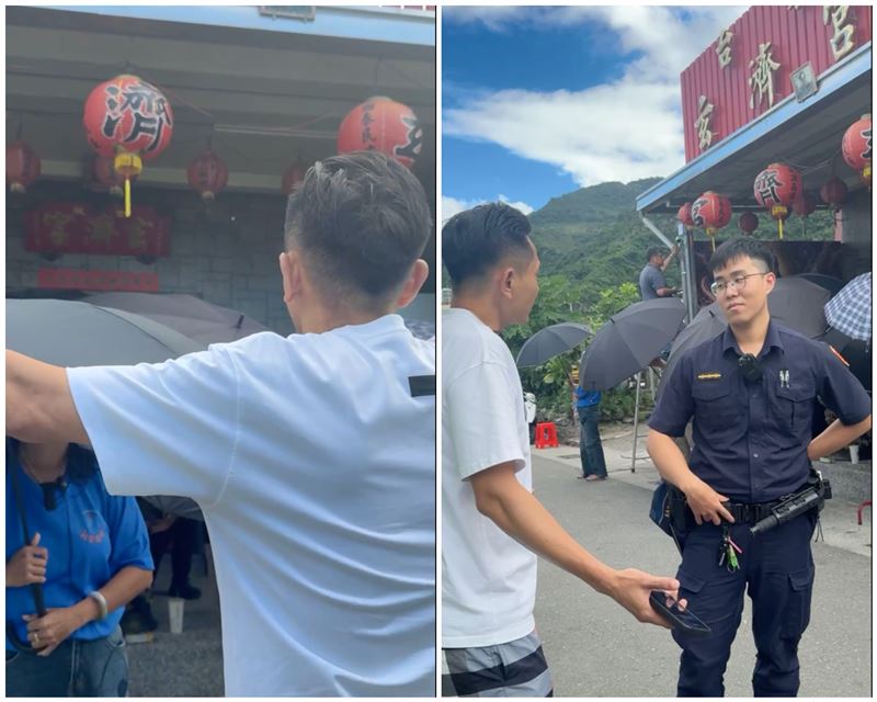 網紅AJ哥在玄濟宮前開直播,遭到信徒報警勸離。(圖/翻攝自皇家寶Aj哥臉書)