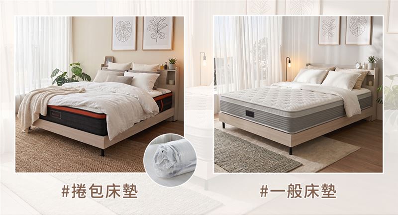 捲包床墊、一般床墊怎麼選？時尚屋傢俱多間實體別墅型門市，讓消費找出最符合睡眠習慣的款式。 （圖／時尚屋傢俱提供）