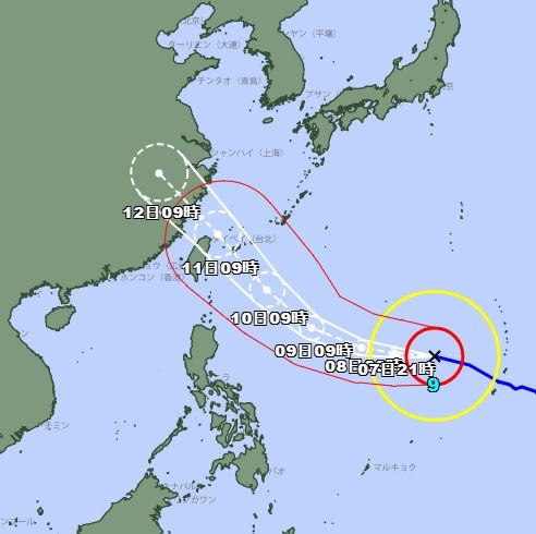 日本氣象廳最新預測巴威颱風路徑出爐。（圖／翻攝自日本氣象廳）