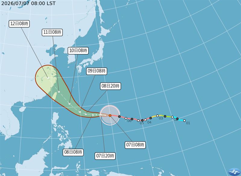 巴威颱風預計會通過台灣北部海面。（圖／氣象署）
