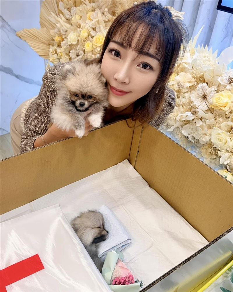 李宓心碎送別2個月大的愛犬Muffin。(圖/翻攝自李宓臉書)