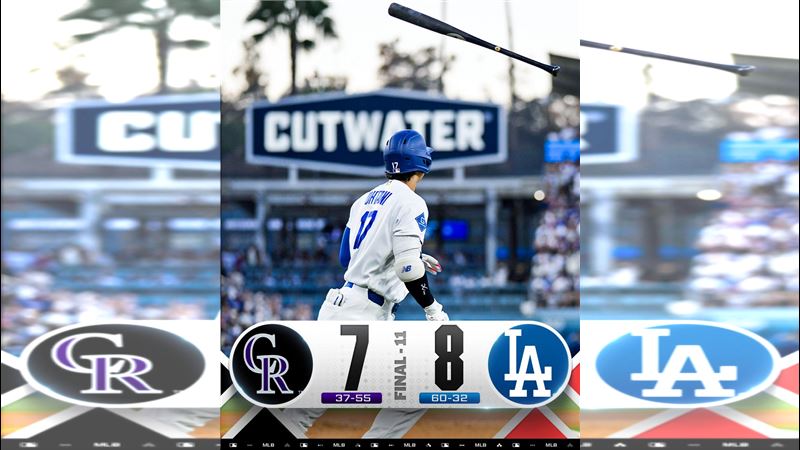 道奇8:7延長賽再見洛磯。(圖/翻攝自X平台 @MLB)