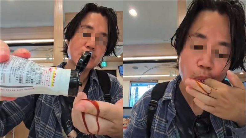 網紅又惡搞壽司店!醬油沾手指塞嘴畫面曝