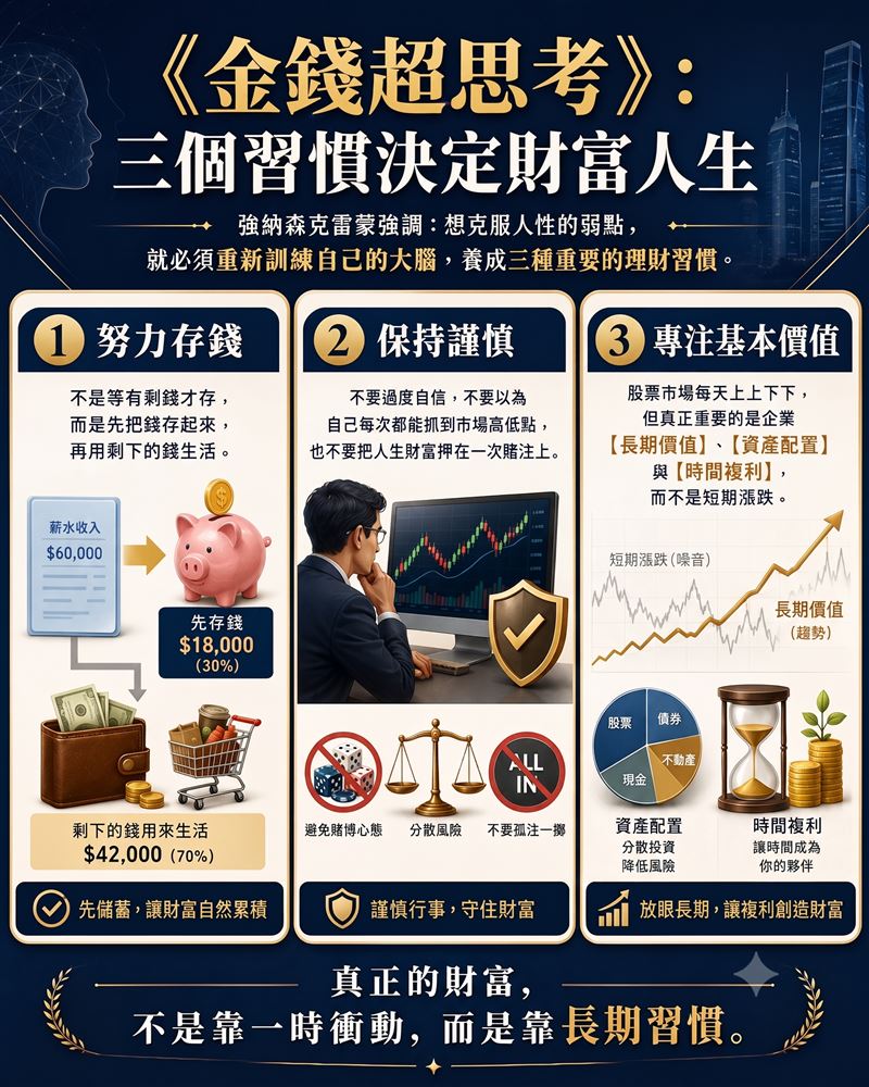 有錢人的致富秘密曝光了!懂這12個字【讓儲蓄變成一件不痛苦的事】。讓自己一輩子有錢大賺金山。(圖/Gemini製作、遠流出版提供)