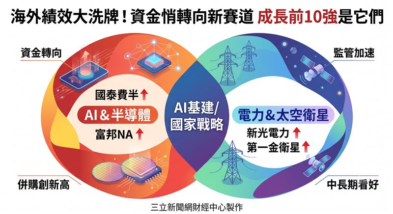 上半年海外股票ETF規模成長前10強。(圖/三立新聞網財經中心蕭榕AI製圖)