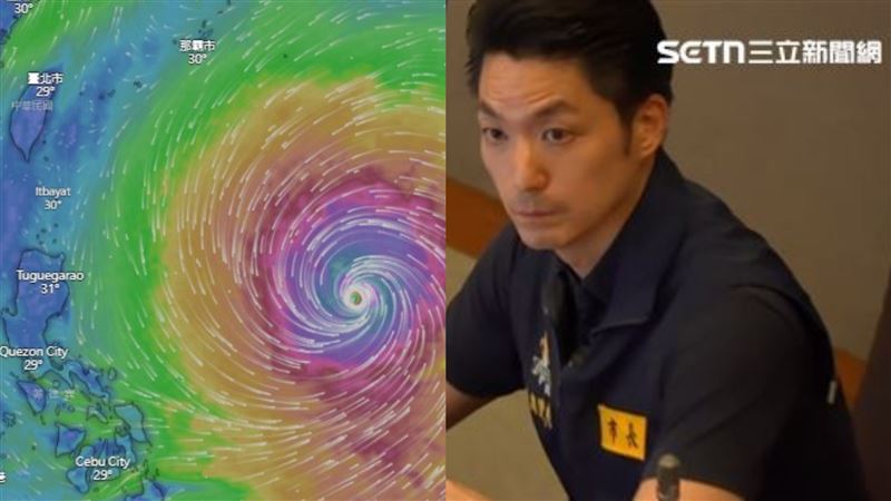 強颱巴威逼近台灣,台北市長蔣萬安不敢掉以輕心。(組合圖/NCDR、翻攝畫面)