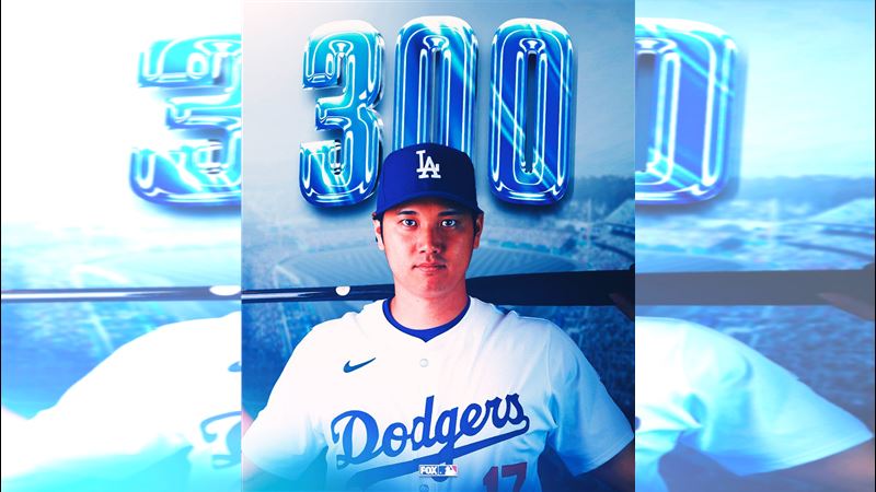 大谷翔平炸裂大聯盟生涯第300轟。(圖/翻攝自X平台 @MLBONFOX)