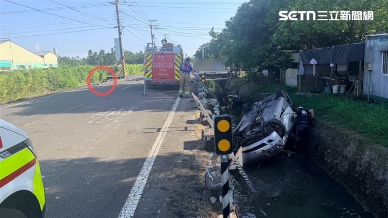 屏東縣竹田鄉永興路與連洲路口今天(8日)上午,發生死亡車禍。(圖/翻攝畫面)