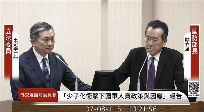 王定宇(左)質詢顧立雄(右)(圖/翻攝自國會頻道)