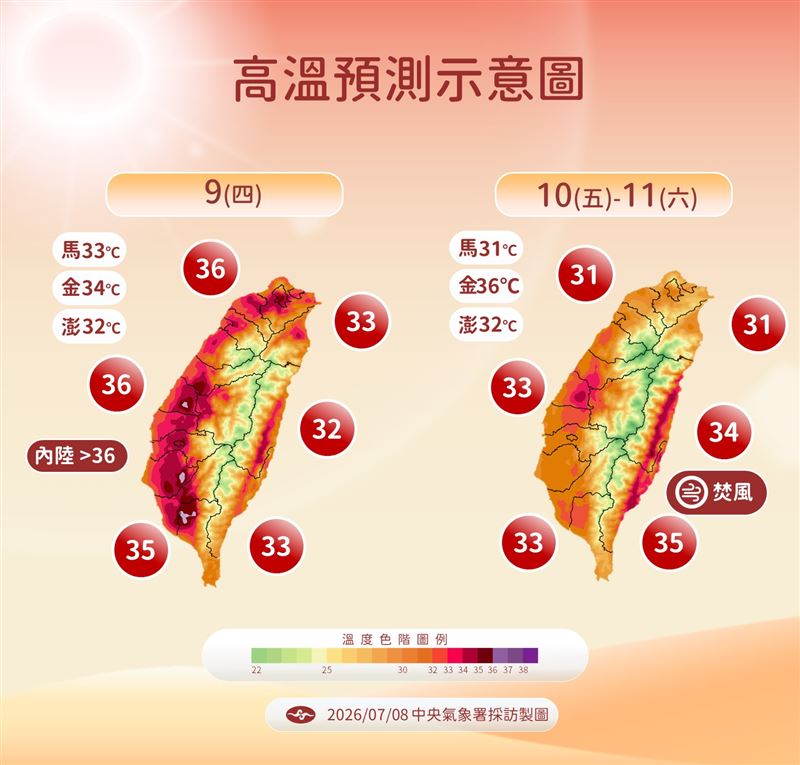 未來高溫預測。(圖/氣象署)