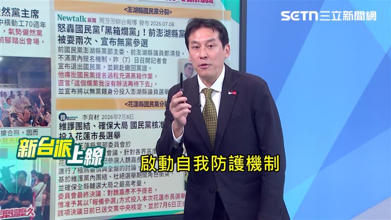 黃暐瀚表示,蔣萬安在七七大會當天,是啟動了自我防護機制。(圖/新台派上線)