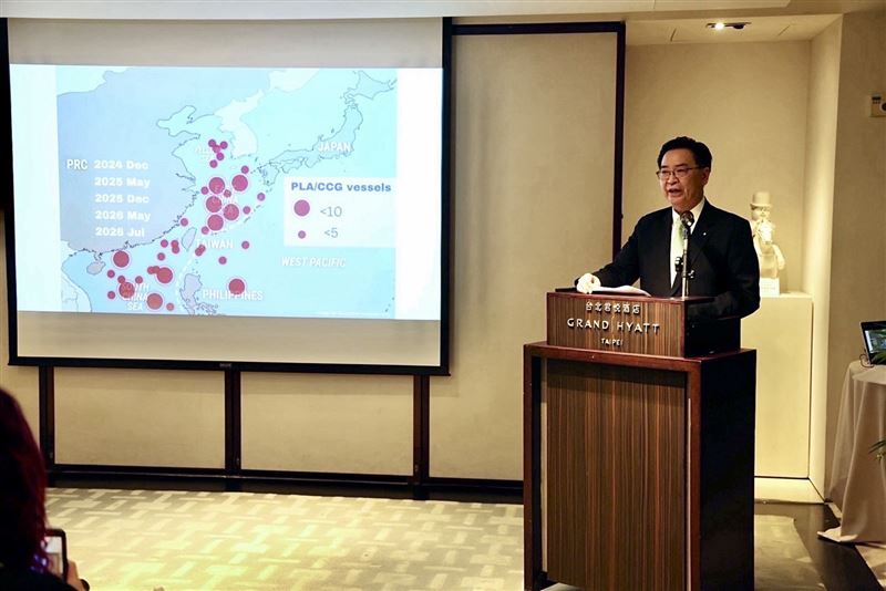 吳釗燮今(8)日晚間出席在台北君悅舉行的「2026臺灣海洋國際論壇」。(圖/國安會提供)