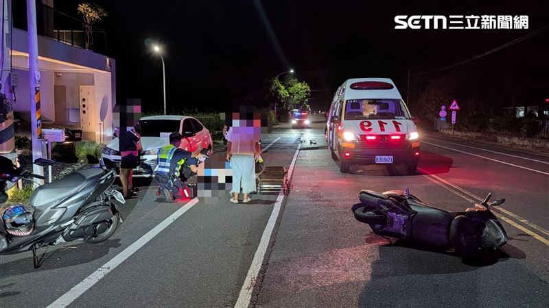 台東縣鹿野鄉光榮路前天(8日)發生嚴重死亡車禍。(圖/翻攝畫面)