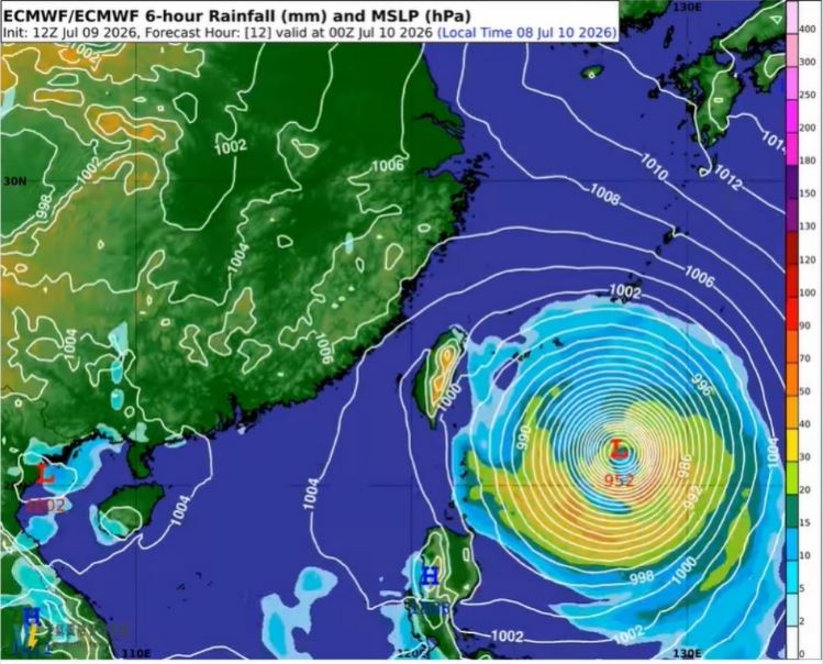 颱風的環流範圍非常寬廣,強風範圍相當巨大。(圖/翻攝自天氣職人-吳聖宇)