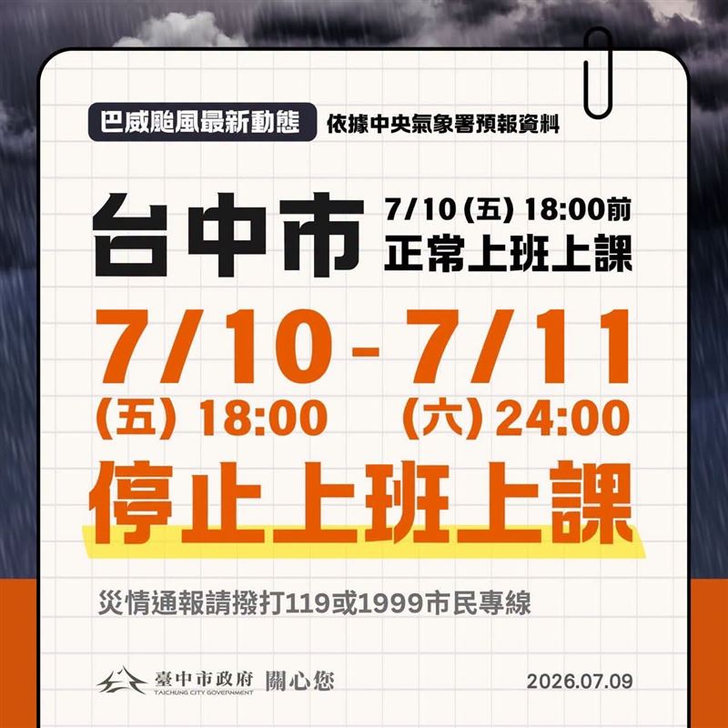 台中的颱風假圖卡惹議。(圖/台中市政府)