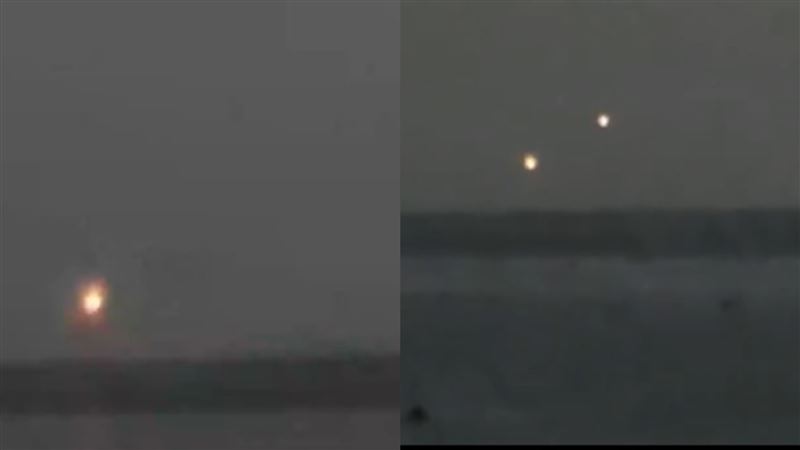 沖繩夜空驚見神秘橘光閃爍,民眾猜測該是UFO。(圖/取自X)