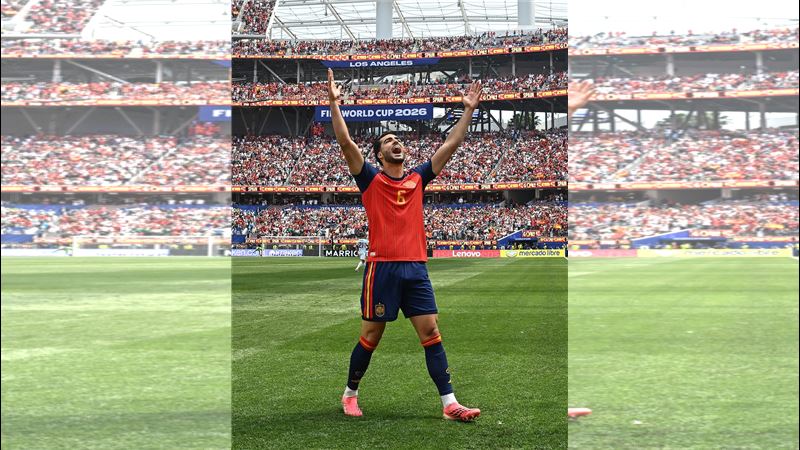 梅里諾(Mikel Merino)踢進致勝球。(圖/翻攝自X平台 @FIFAWorldCup)
