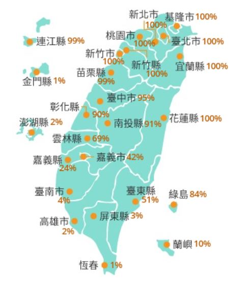 根據氣象署資料顯示,共有8個縣市暴風侵襲機率飆至100%。(圖/翻攝自中央氣象署)