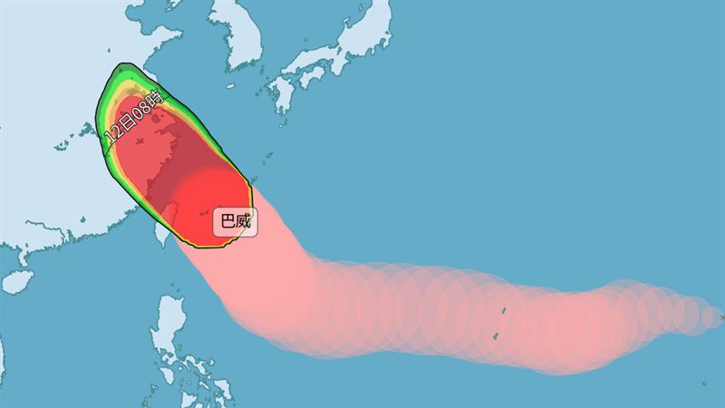 巴威暴風圈侵襲率8縣市100% 11縣市破95%