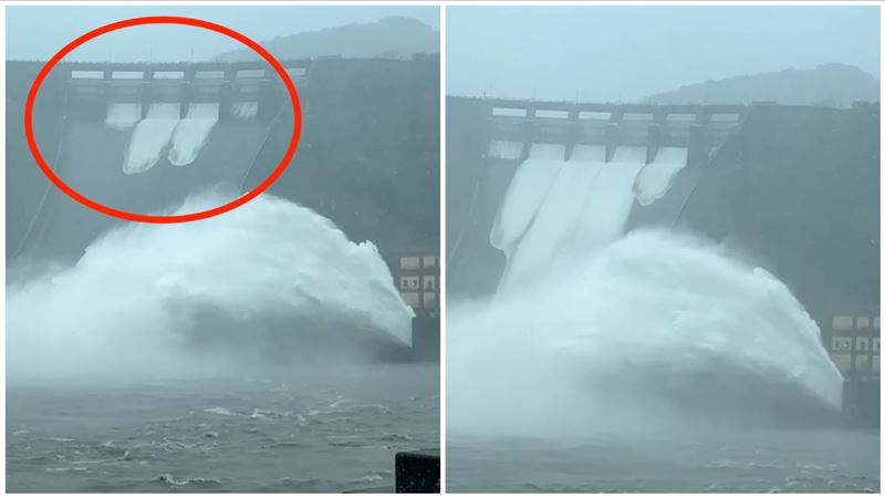 新/石門水庫「3管齊下」排洪 震撼畫面曝