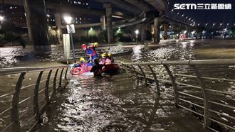 巴威雨炸台北！3男困萬華堤外公園險滅頂
