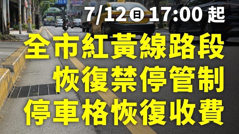 北市用路人注意!12日17時恢復紅黃線管制