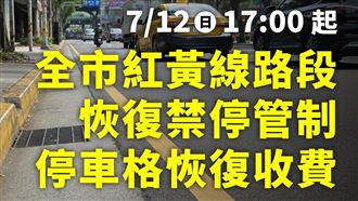 北市用路人注意！12日17時恢復紅黃線管制