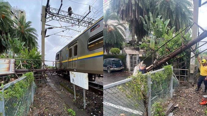 礁溪招牌侵入軌道　台鐵列車撞上40人換乘