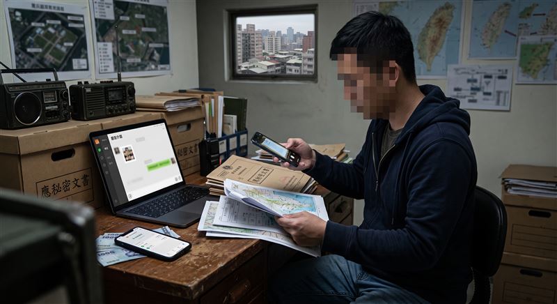 高雄前憲兵韓姓中尉因借貸需求，遭中共吸收，在網路上結識暱稱「聲音好聽」的大陸人士，收集軍方內部應秘密文書，翻拍給獲7222顆價值台幣23萬1104元的泰達幣。（示意圖／AI生成）