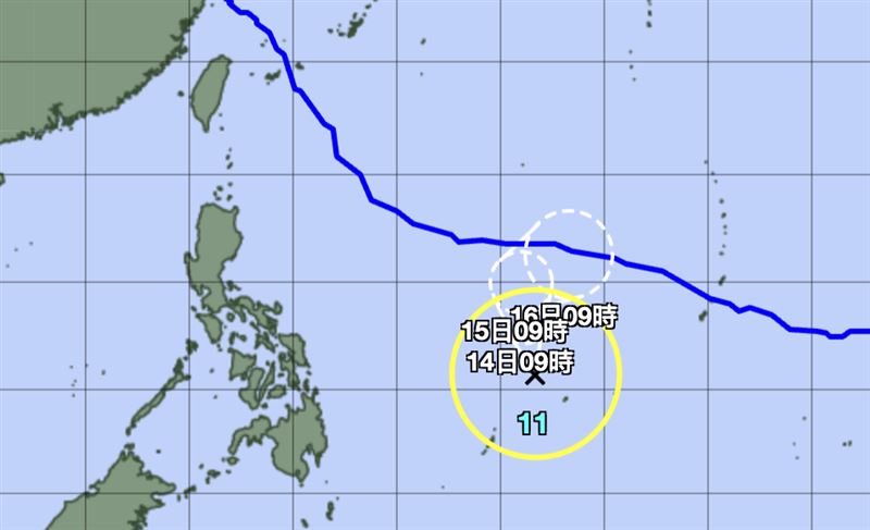 海神颱風生成。(圖/翻攝自日本氣象廳)
