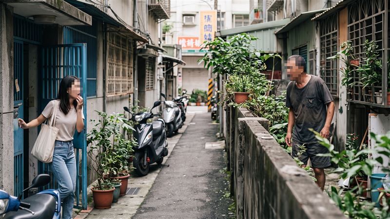 嘉義縣許姓男子在自家後院,朝女鄰居家門口3度裸露下體,做出不雅動作,被女鄰居目睹還被自家監視器拍下。(示意圖/AI生成)