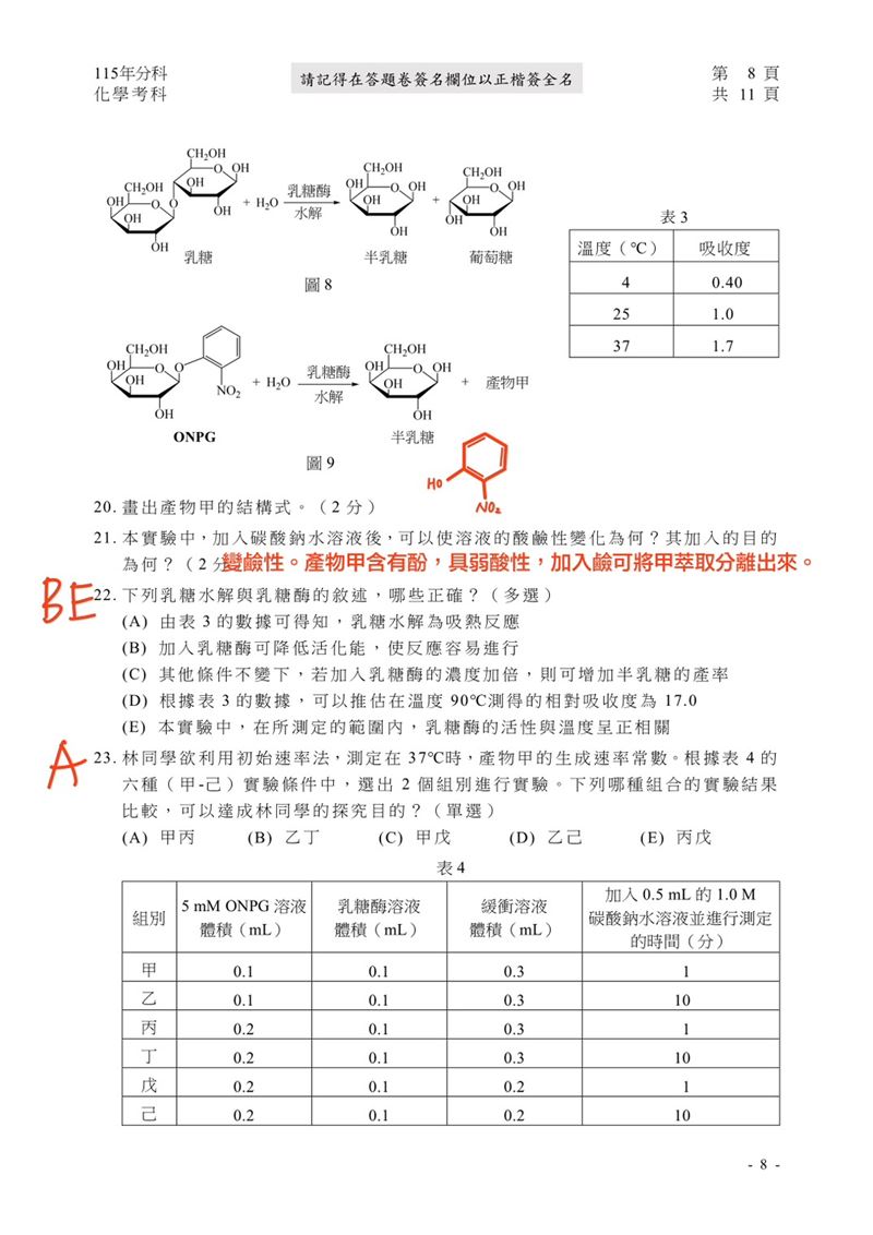 115學年度分科測驗「化學」試題與參考解答。(圖/Good全名師教學團隊提供)